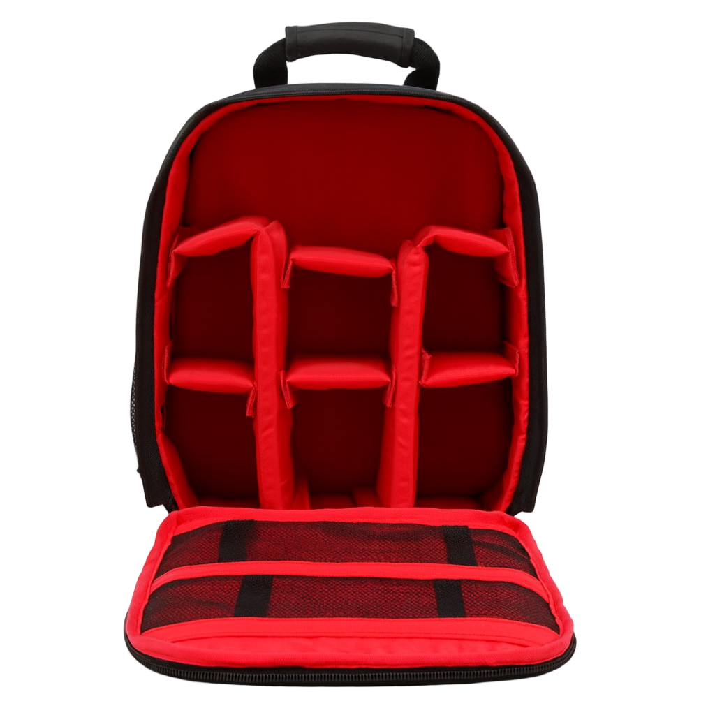 sac a dos appareil photo rouge