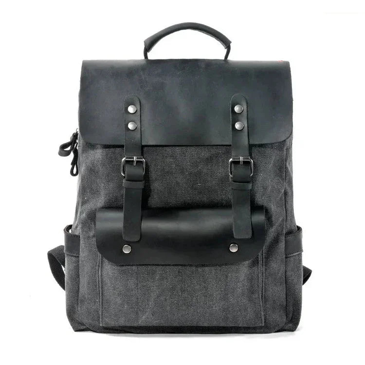 Sac à dos cuir et toile noir