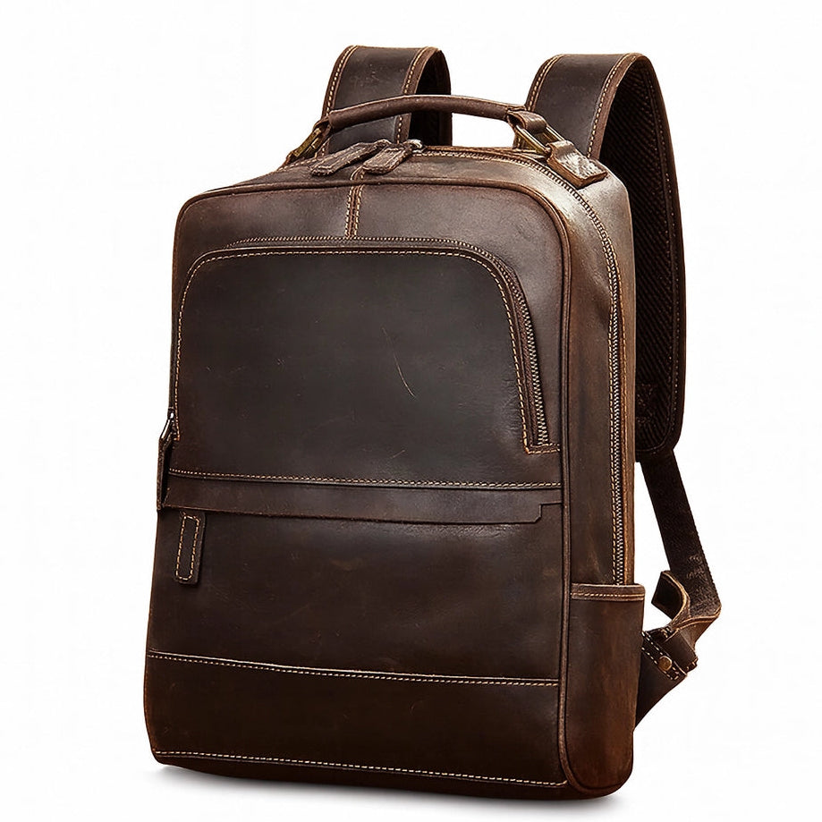 Sac à dos cuir homme ordinateur marron foncé