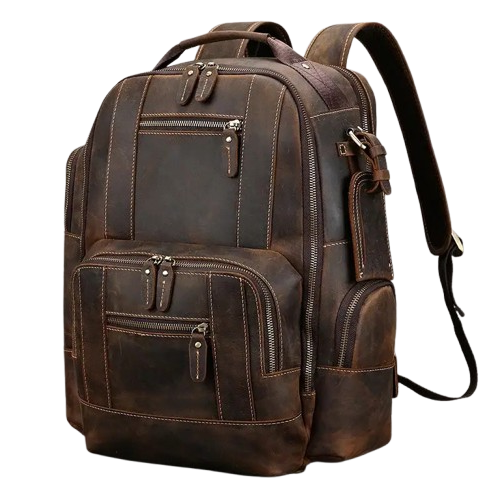 Sac à dos cuir homme vintage marron foncé