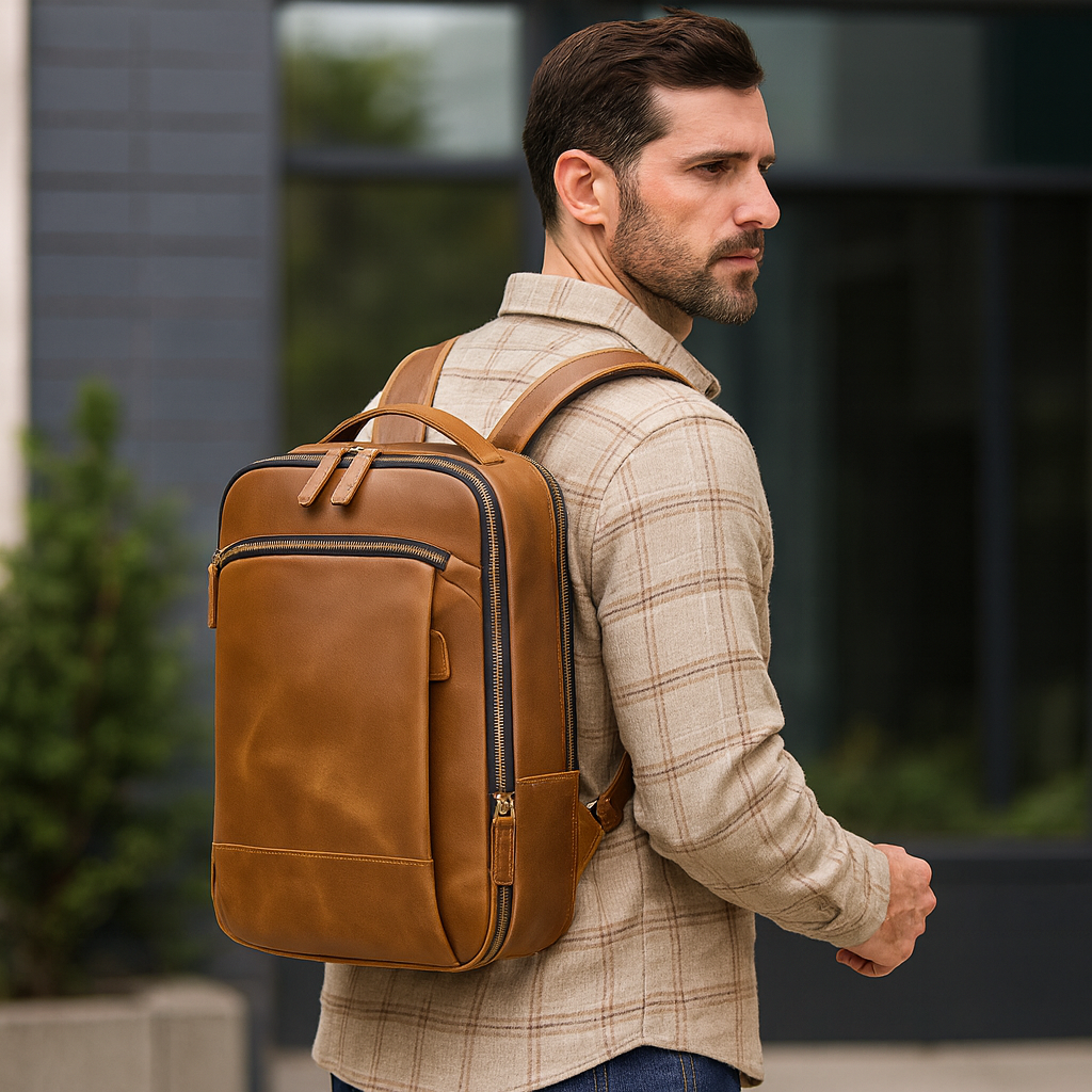 sac à dos en cuir pour homme vintage tendance marron