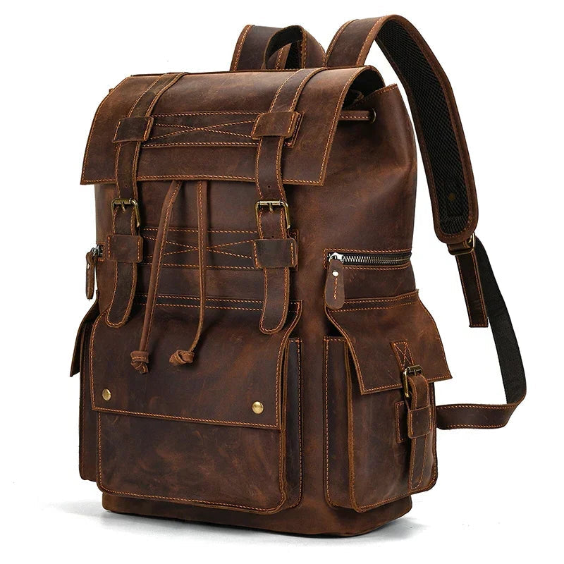 Sac à dos cuir vintage homme marron foncé