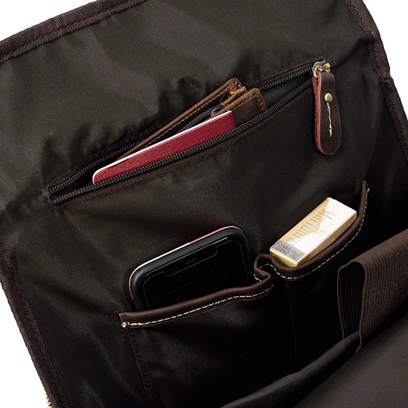 sac a dos cuir vintage marron fonce