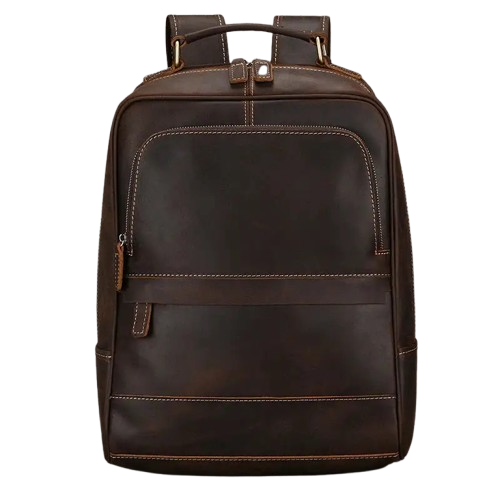 Sac à dos en cuir homme marron foncé