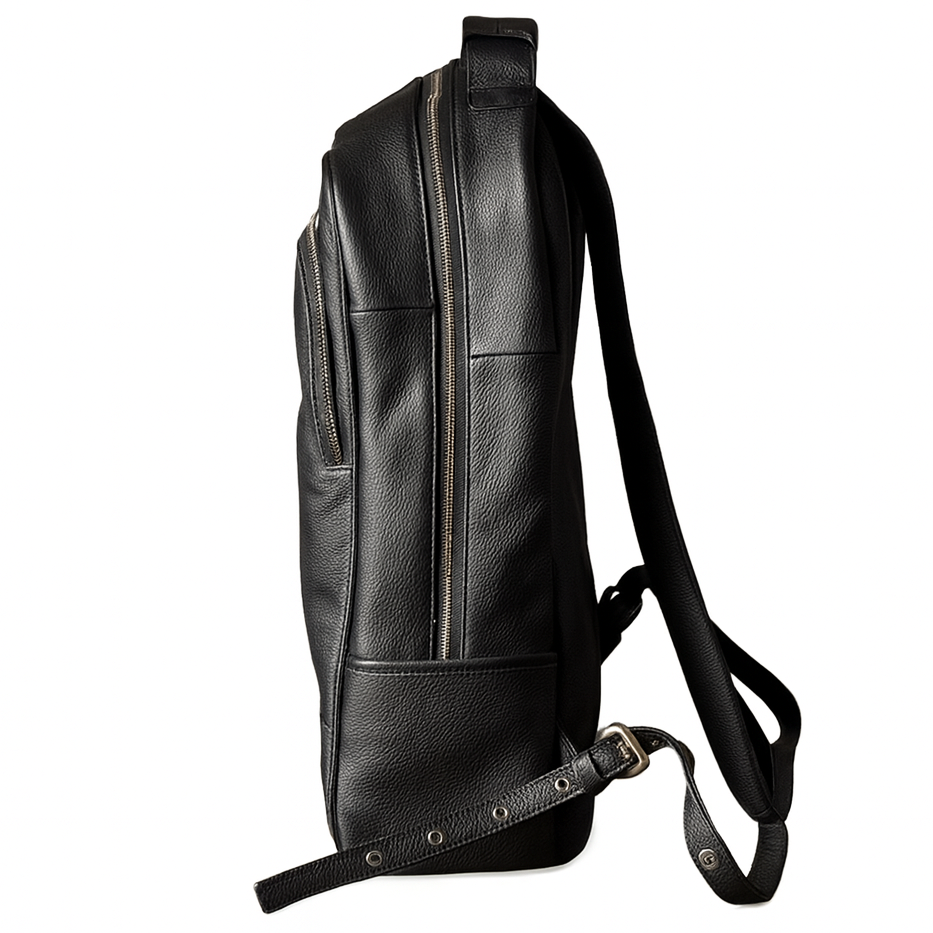 sac a dos en cuir noir