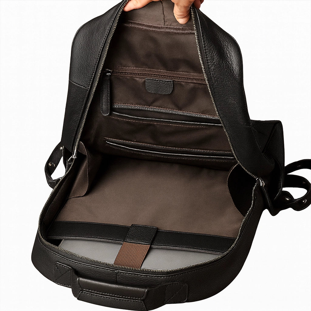 Sac à dos en cuir noir