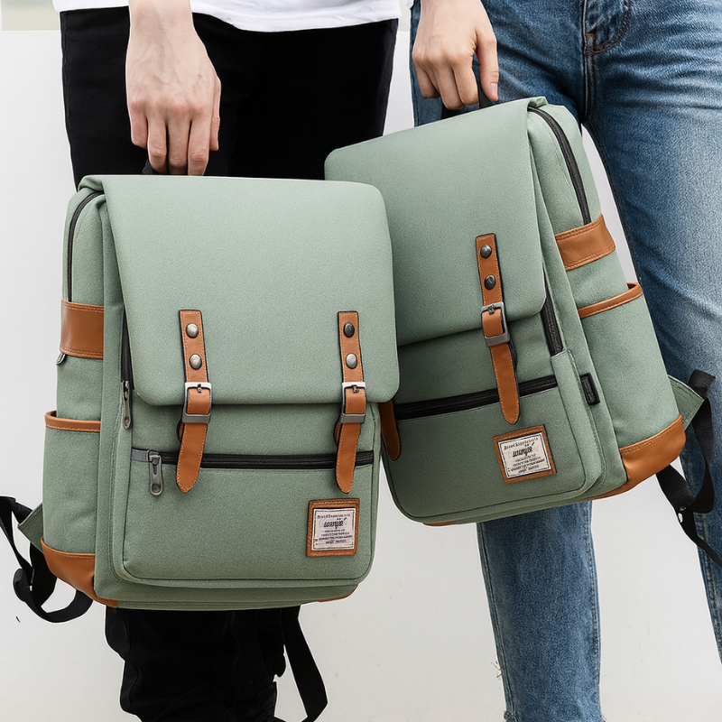 sac a dos en tissu vintage sauge