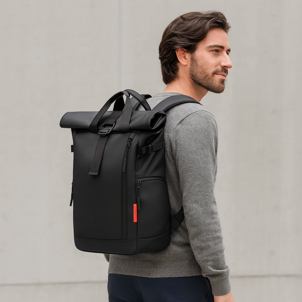 sac à dos homme roll top noir multifonction