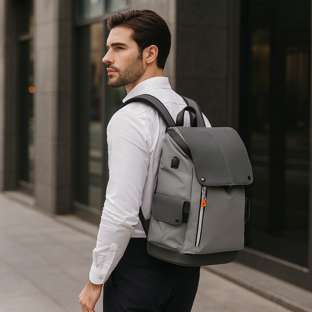 sac à dos homme impermeable gris