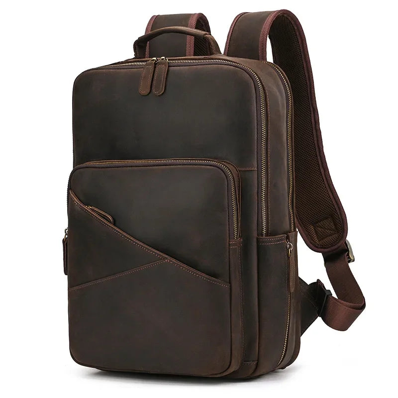 Sac à dos ordinateur cuir homme marron foncé