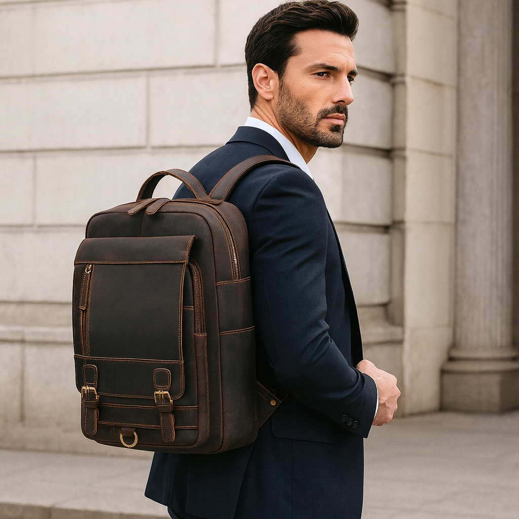 sac à dos homme en cuir tendance marron et élégant