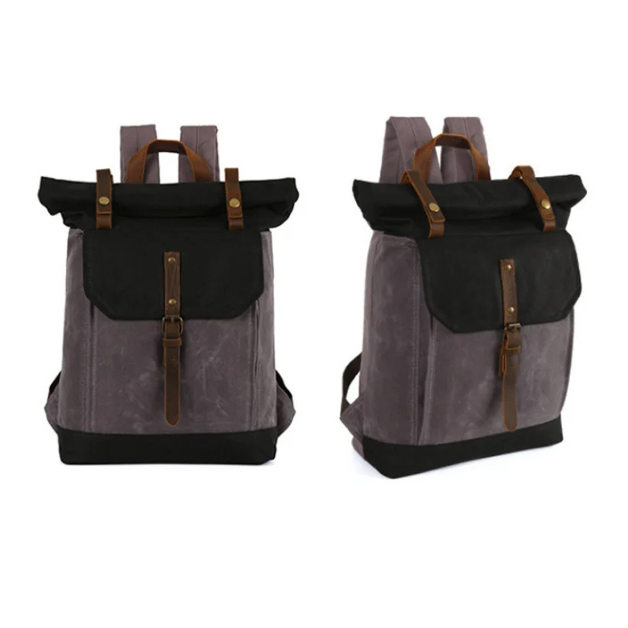 Sac à dos roll top toile cirée