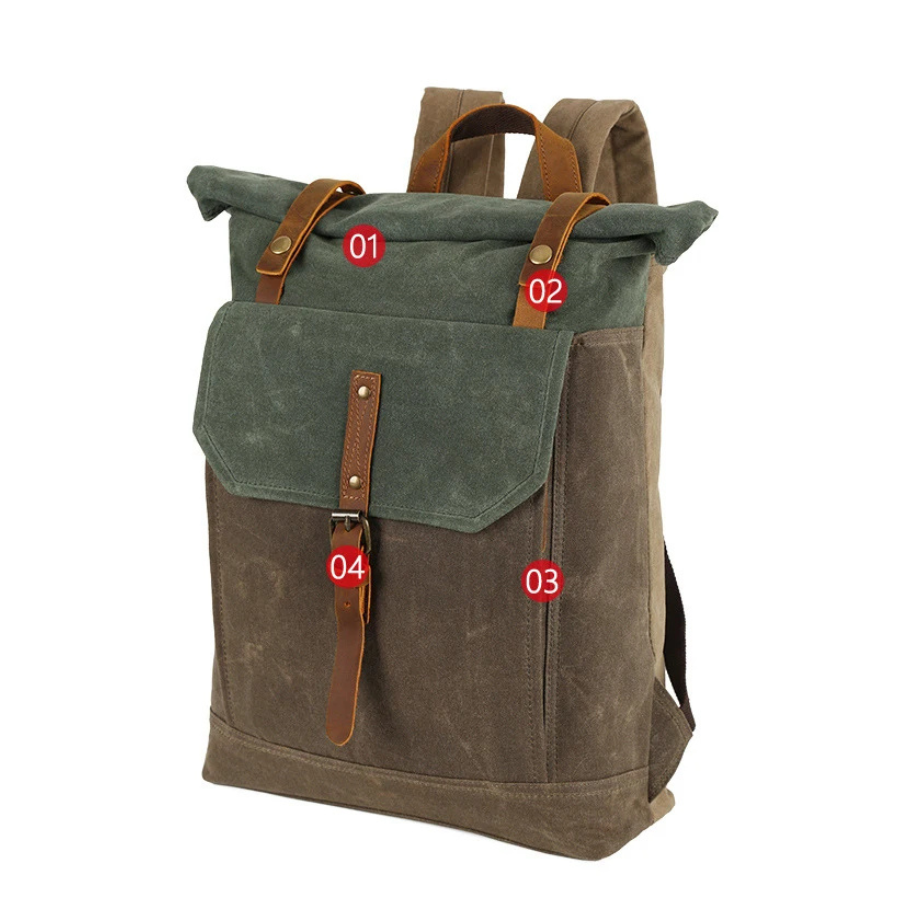 Sac à dos roll top toile cirée