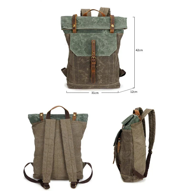 Sac à dos roll top toile cirée