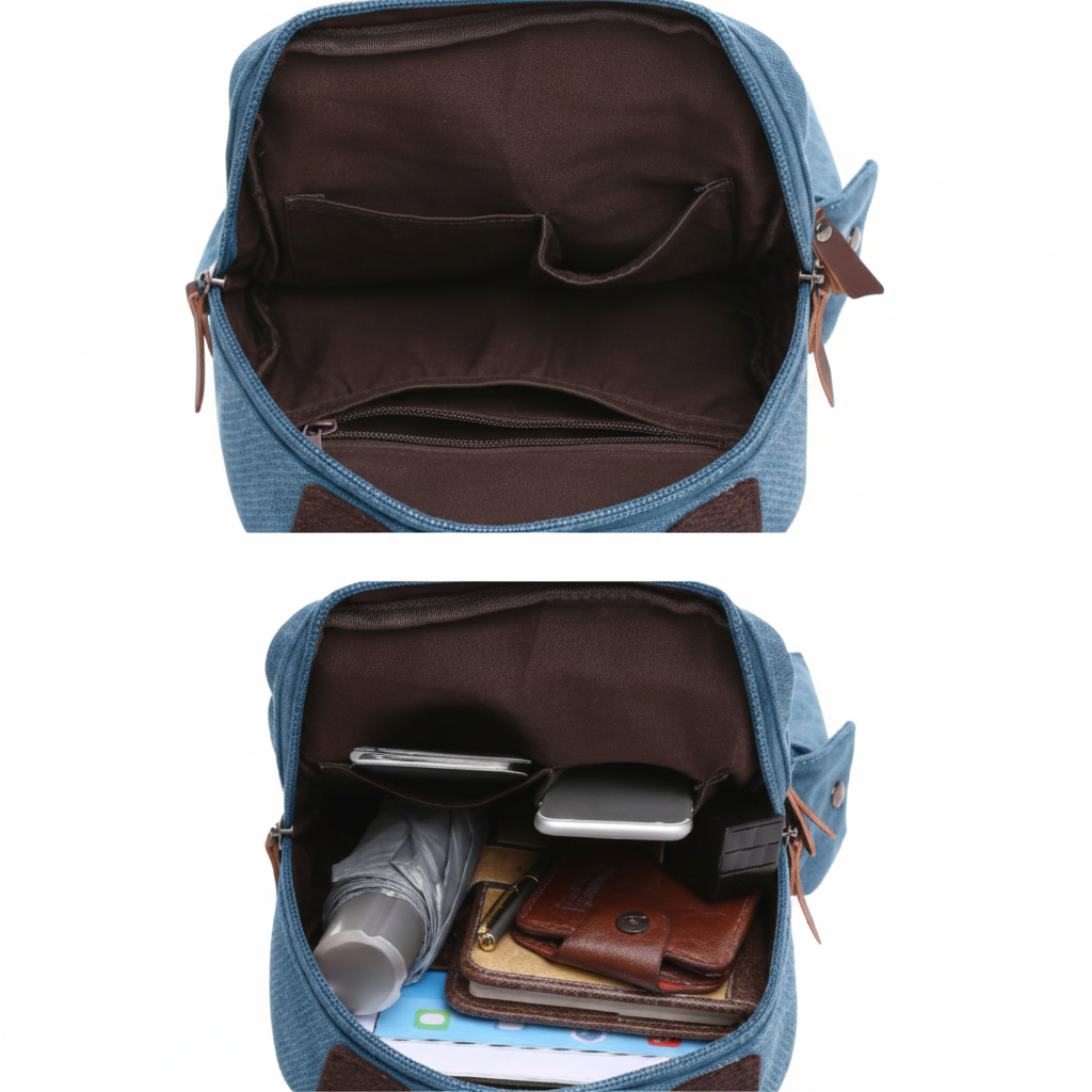 sac a dos vintage bleu