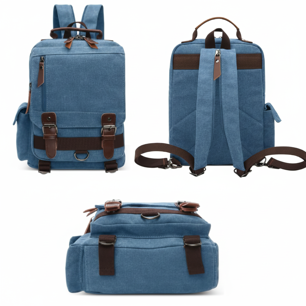 sac a dos vintage bleu