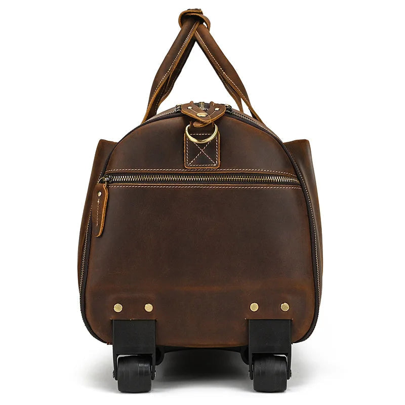 Sac de voyage costume en cuir avec roulettes