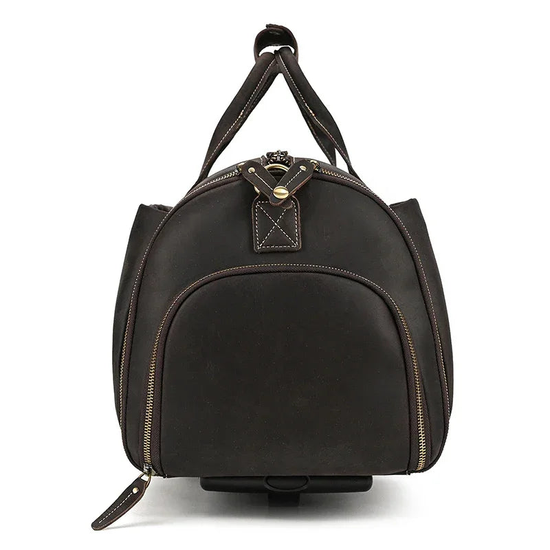 Sac de voyage costume en cuir avec roulettes