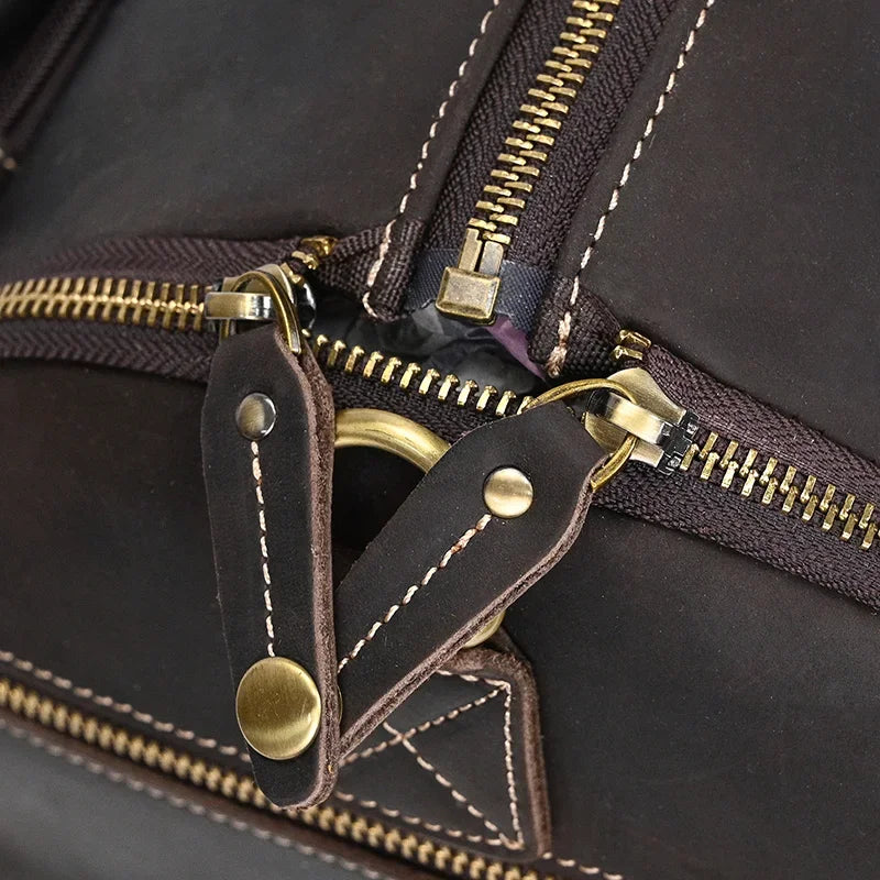 Sac de voyage costume en cuir avec roulettes