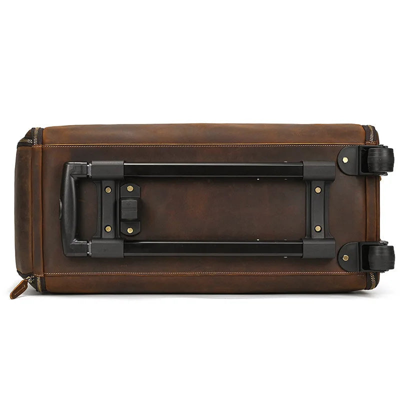 Sac de voyage costume en cuir avec roulettes