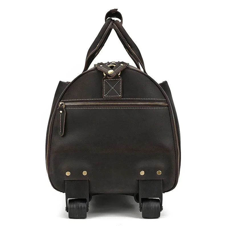 Sac de voyage costume en cuir avec roulettes
