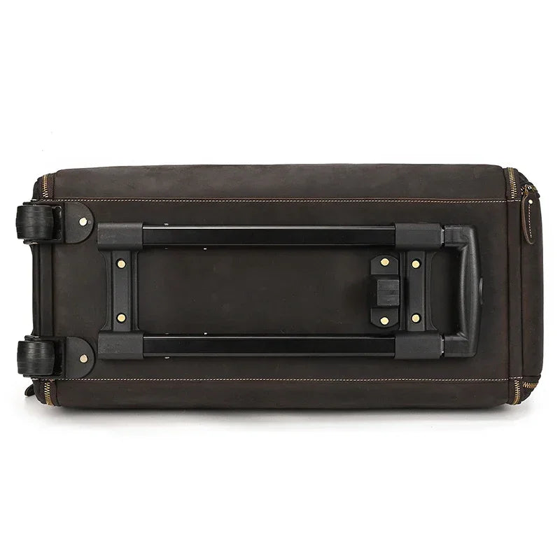 Sac de voyage costume en cuir avec roulettes