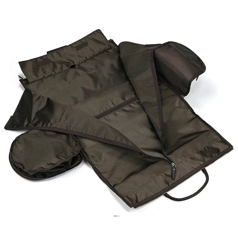 Sac de voyage costume en cuir avec roulettes