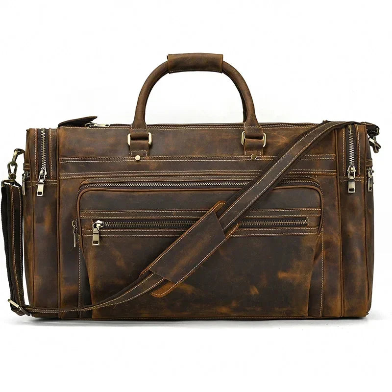 Sac de voyage homme cuir rectangulaire marron