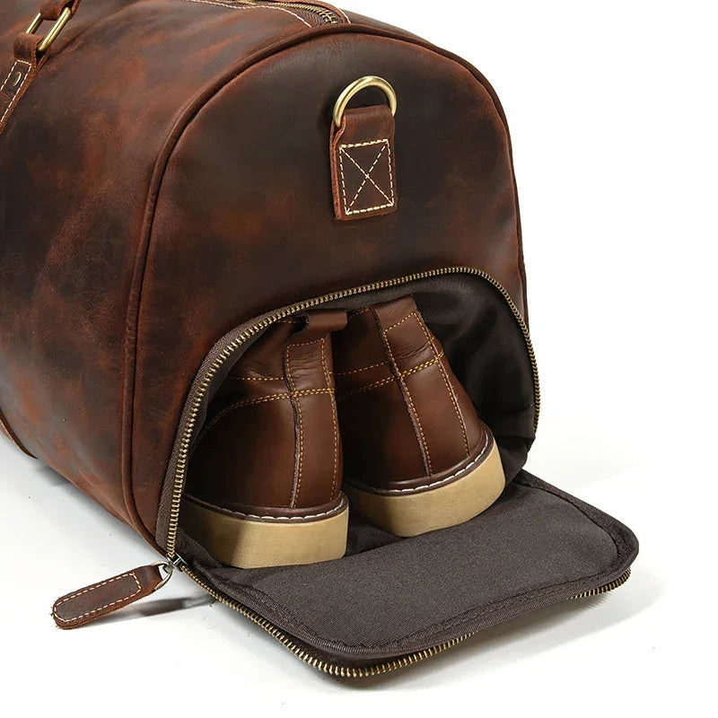Sac de voyage homme en cuir marron