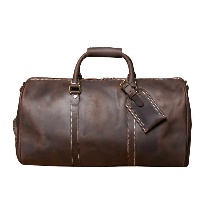 Sac de voyage homme en cuir marron foncé