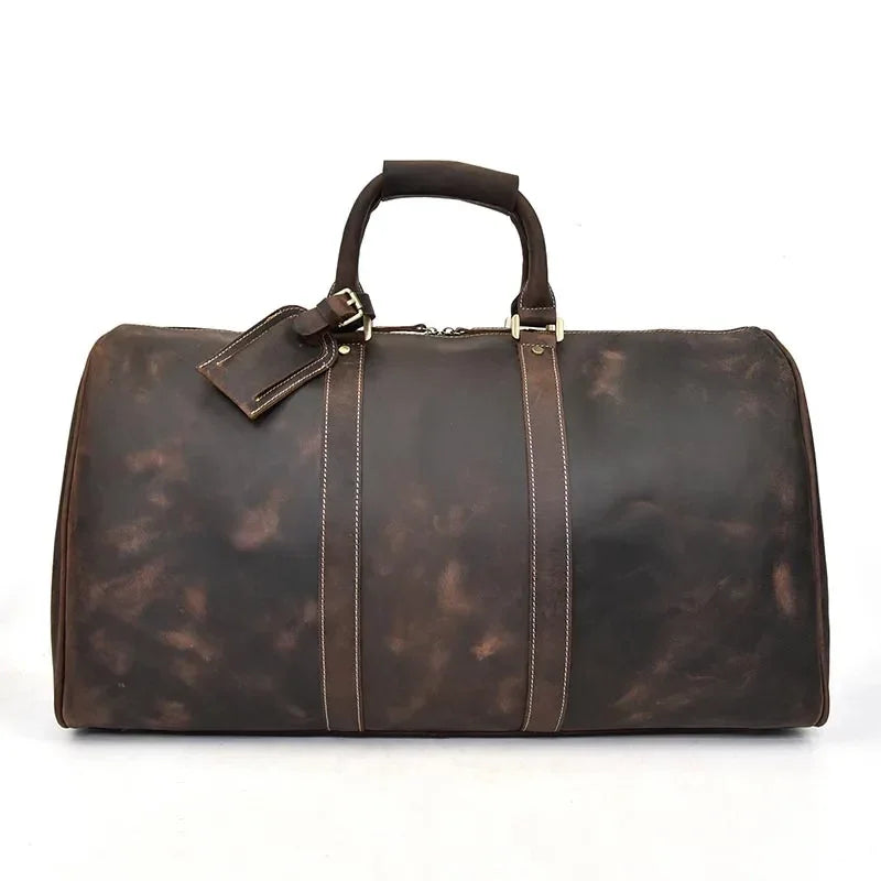 Sac en cuir de voyage pour homme marron foncé