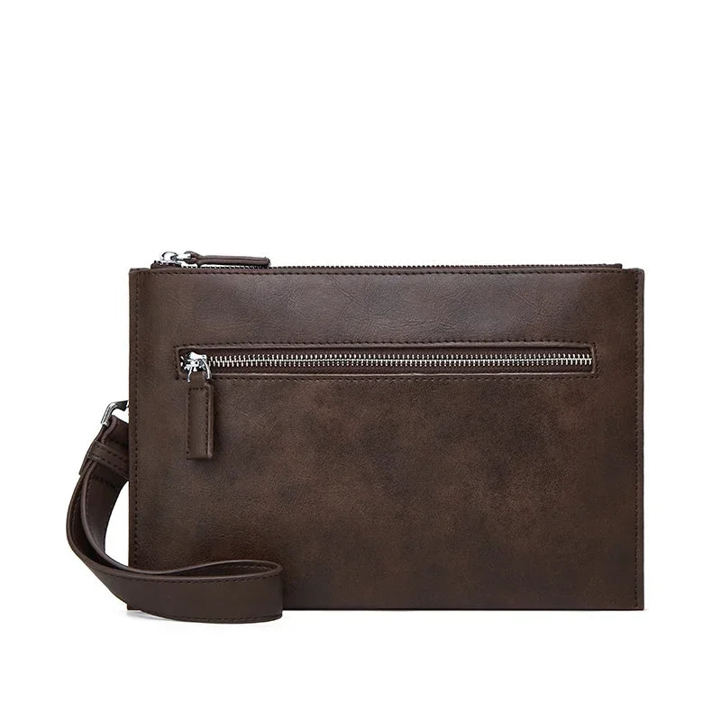 Sac pochette homme marron foncé