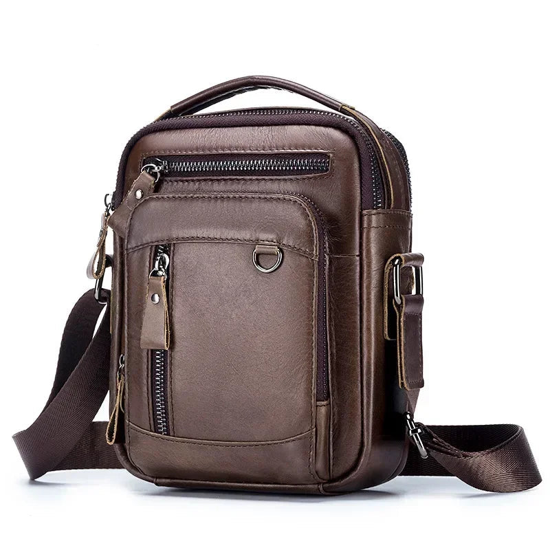 Sac Bandoulière Homme Marron Clair - Cuir PU Imperméable - Grande Capacité - Style Rétro - Neuf étiqueté
