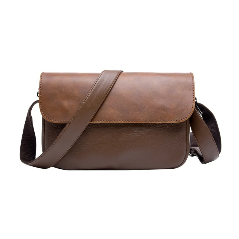 Sacoche à rabat homme marron