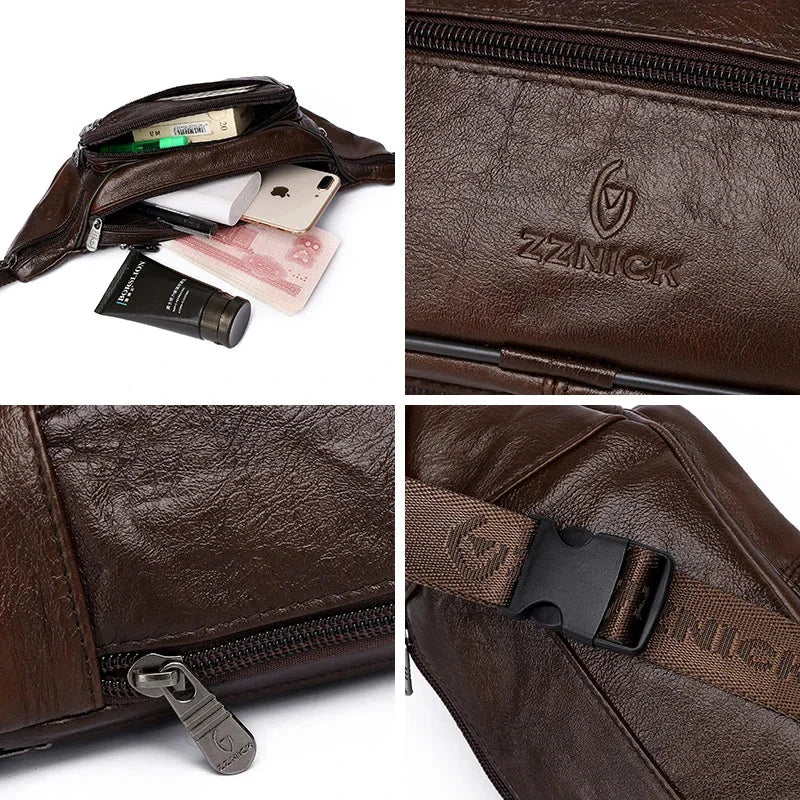 Sacoche banane cuir homme