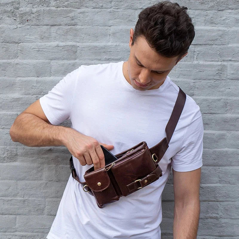 Sacoche banane cuir pour homme