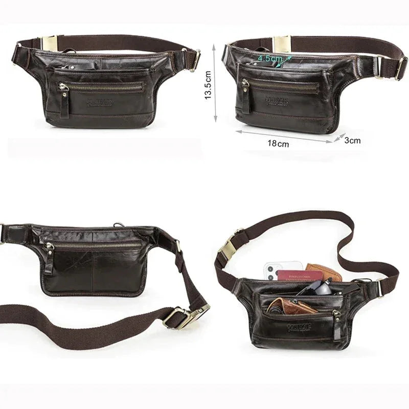 Sacoche banane en cuir homme