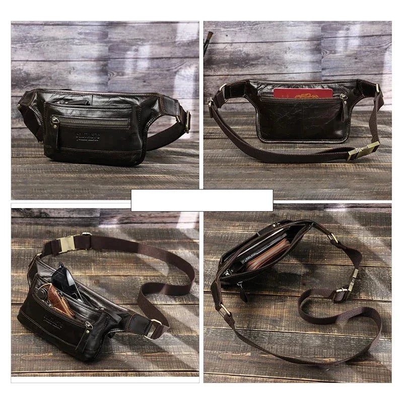 Sacoche banane en cuir homme