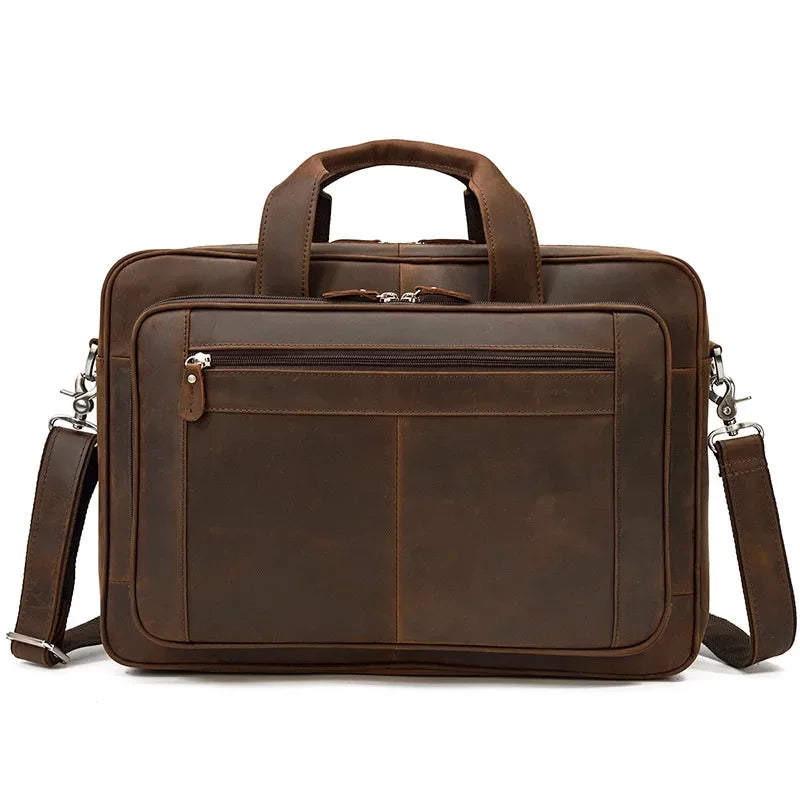 Sacoche Bandoulière Homme En Simili Cuir - Marron - Pour Voyage Travail - Taille Moyenne