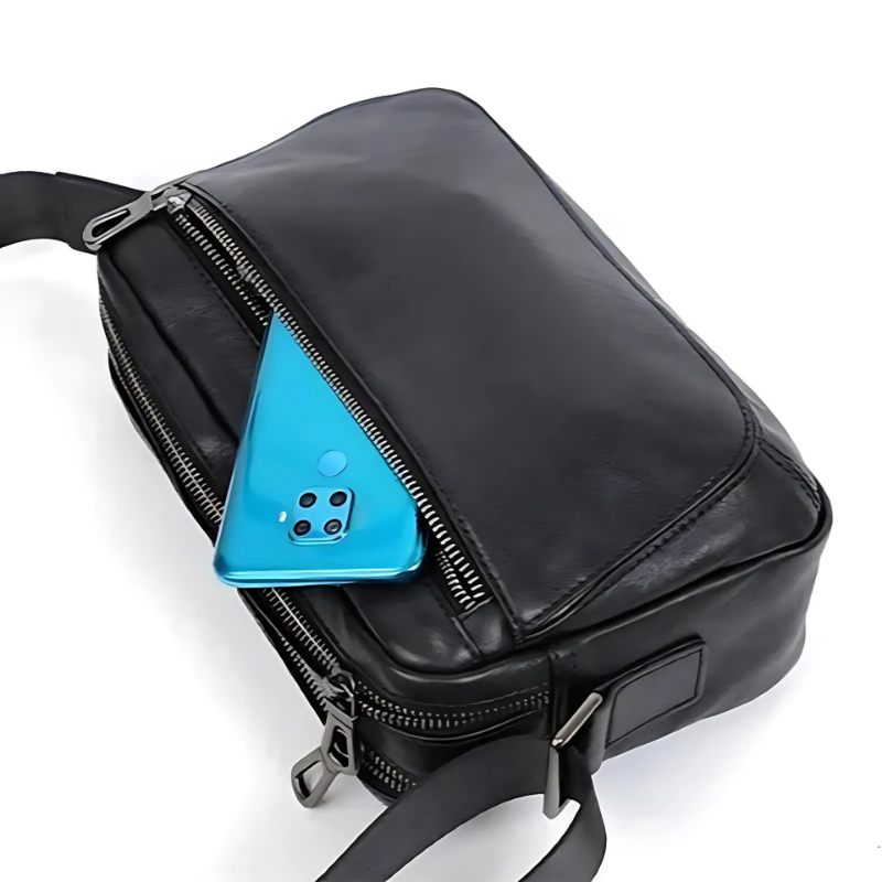 Sacoche bandoulière homme cuir noir