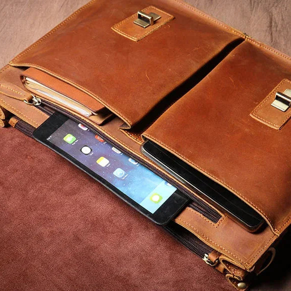 Sacoche cartable homme en cuir