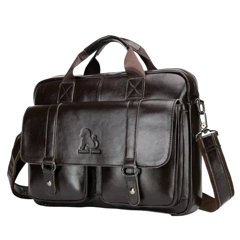 Sacoche cartable homme marron foncé