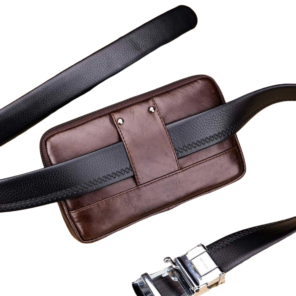 Sacoche ceinture homme cuir à rabat