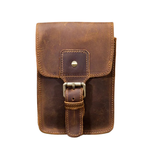 Sacoche cuir ceinture homme marron