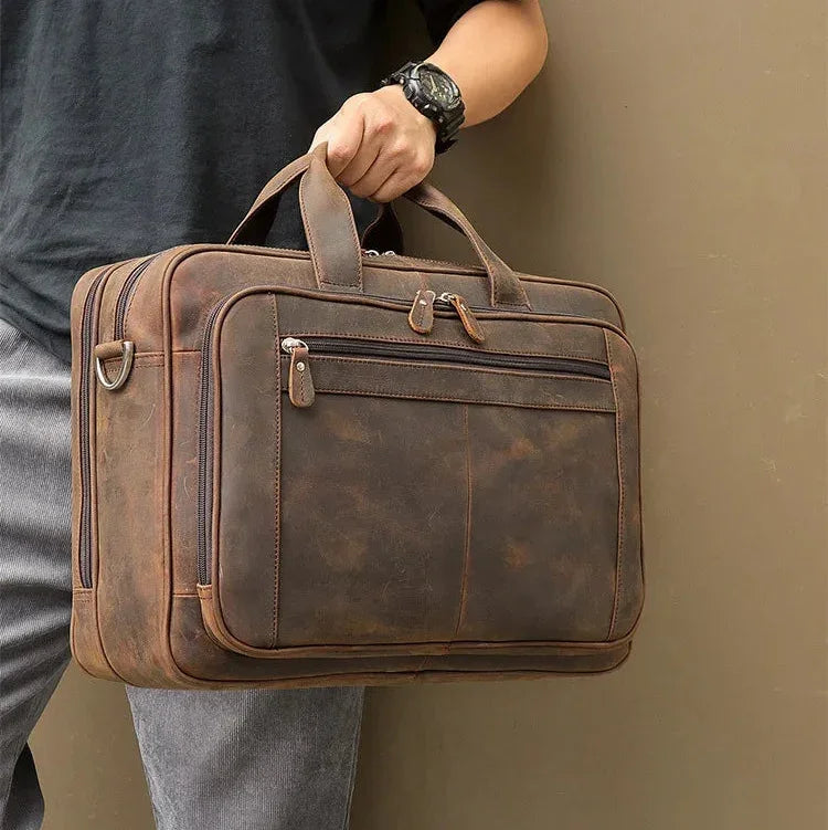 Sacoche cuir homme grand format 17 pouces
