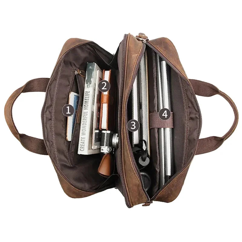 Sacoche cuir homme grand format 17 pouces