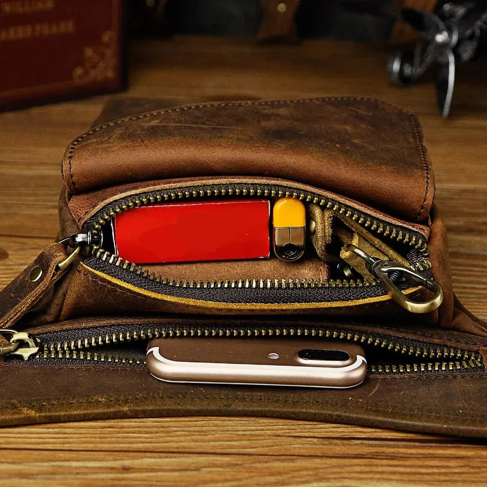 Sacoche de jambe cuir homme