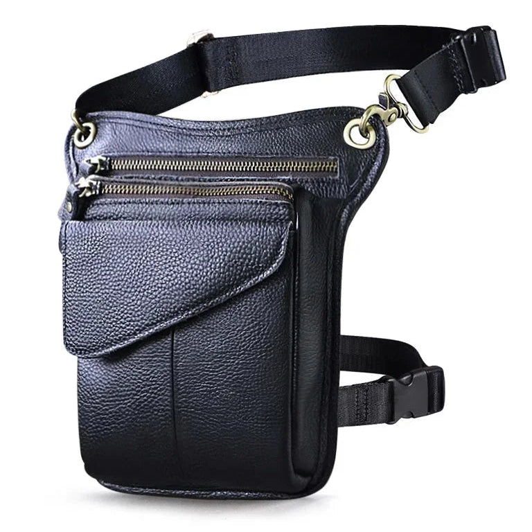 Sacoche de jambe cuir homme noir