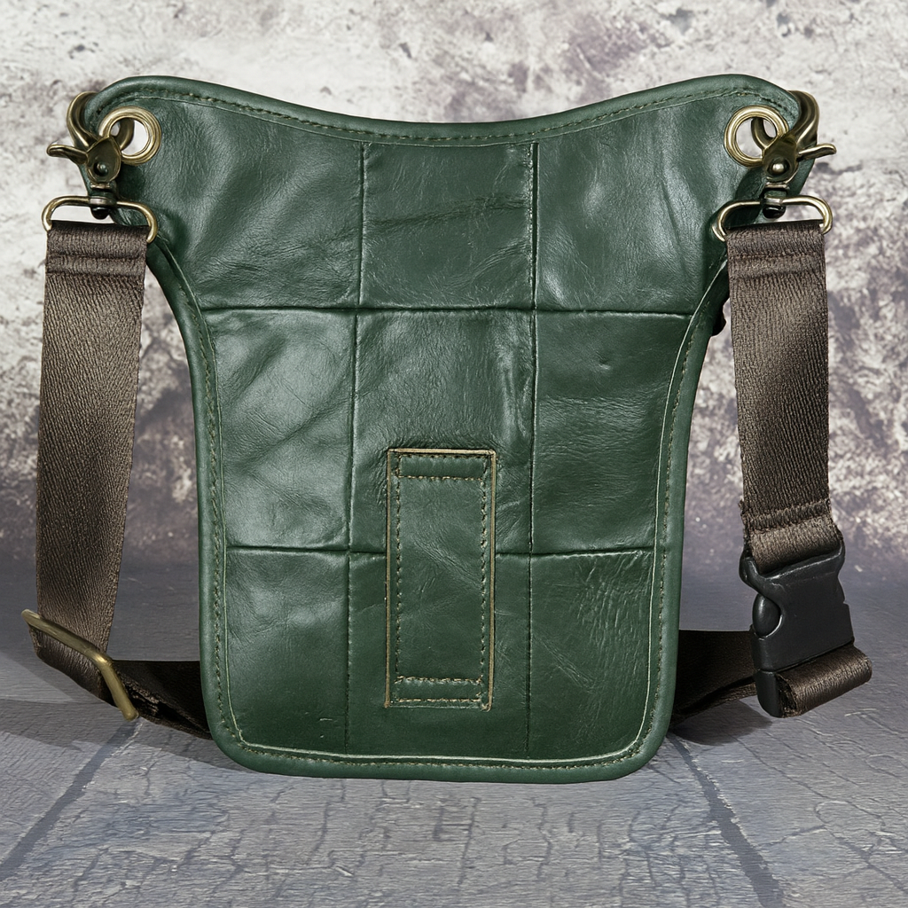 Sacoche de jambe cuir homme vert fonce