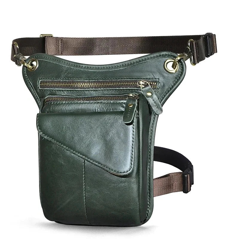 Sacoche de jambe cuir homme vert foncé